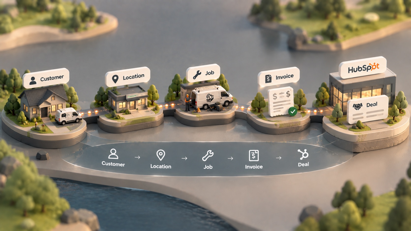 Mapping ServiceTitan customers, service locations, jobs, and invoices to HubSpot records